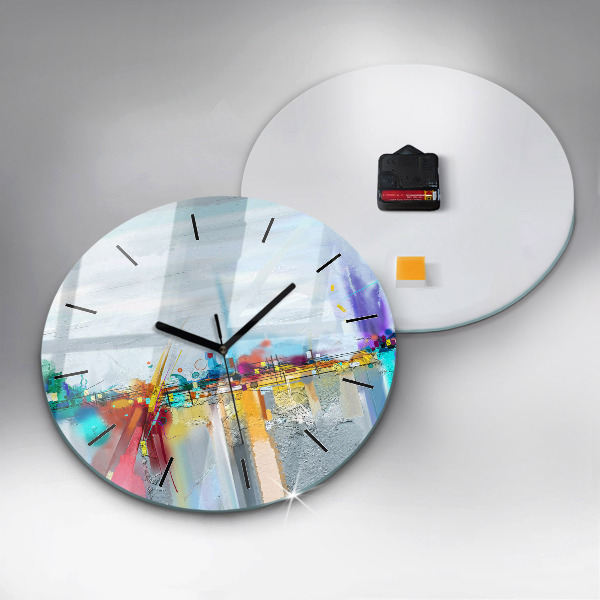 Reloj de cristal redondo Paisaje abstracto al óleo