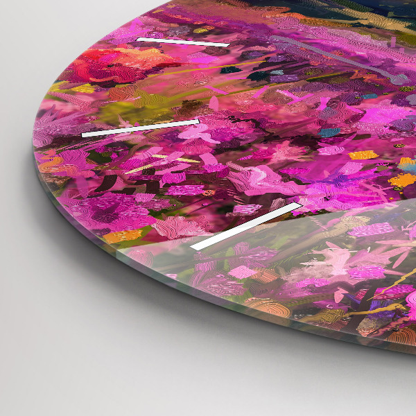 Reloj de cristal redondo Pradera al atardecer