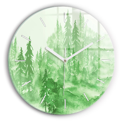 Reloj de pared redondo Pintura de un bosque verde