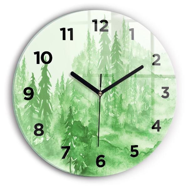 Reloj de pared redondo Pintura de un bosque verde