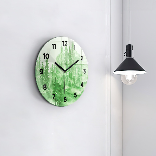 Reloj de pared redondo Pintura de un bosque verde