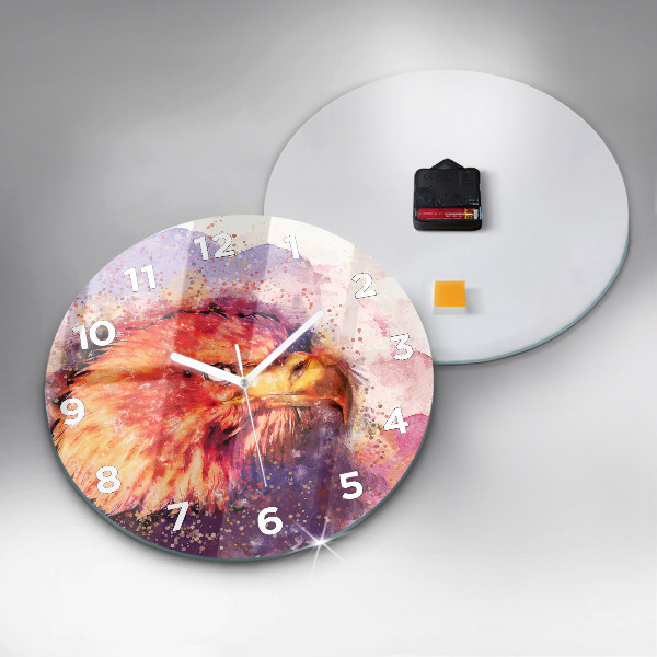 Reloj de cristal redondo Águila en acuarela