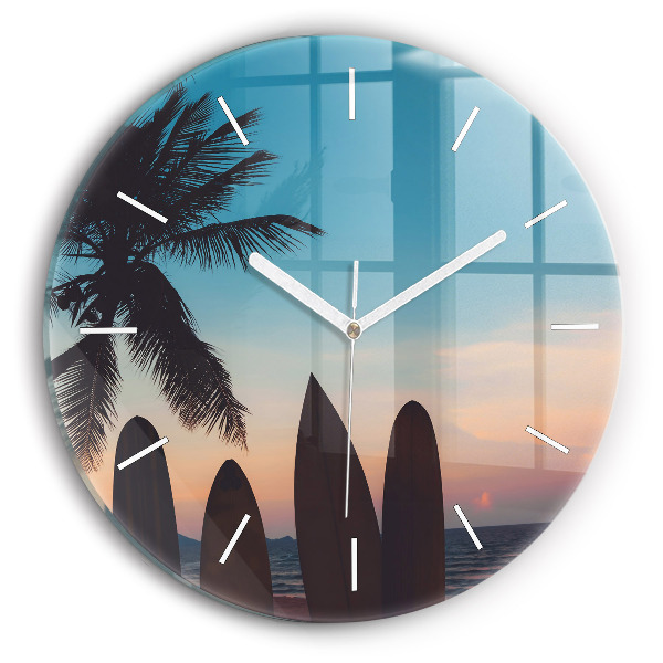 Reloj de pared redondo Surf en la playa