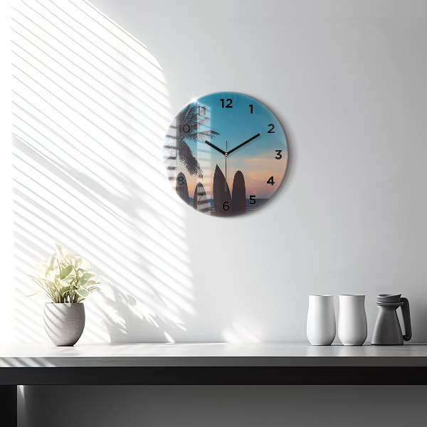 Reloj de pared redondo Surf en la playa