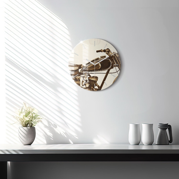 Reloj de cristal redondo Sepia moto Vintage