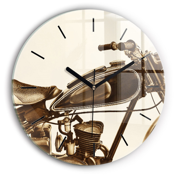 Reloj de cristal redondo Sepia moto Vintage