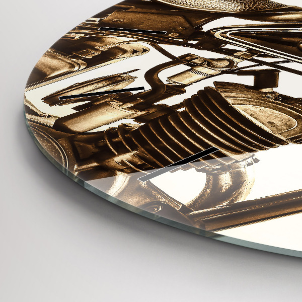 Reloj de cristal redondo Sepia moto Vintage