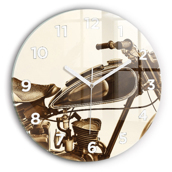 Reloj de cristal redondo Sepia moto Vintage