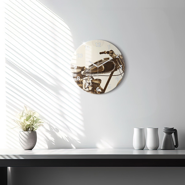 Reloj de cristal redondo Sepia moto Vintage