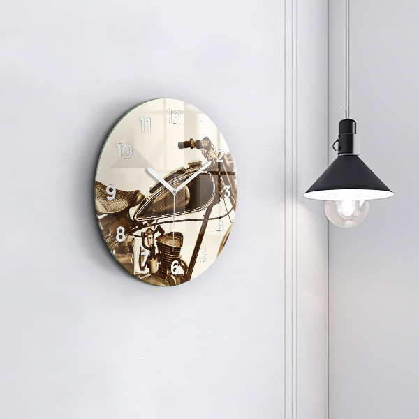 Reloj de cristal redondo Sepia moto Vintage