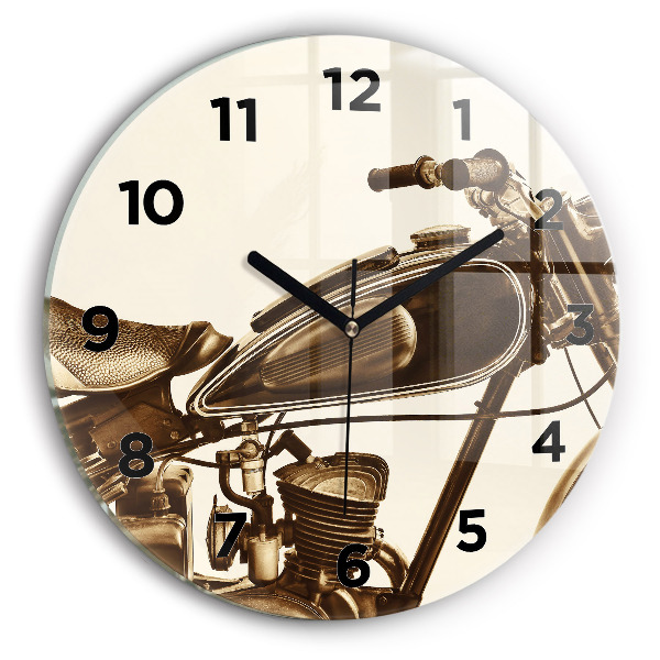 Reloj de cristal redondo Sepia moto Vintage