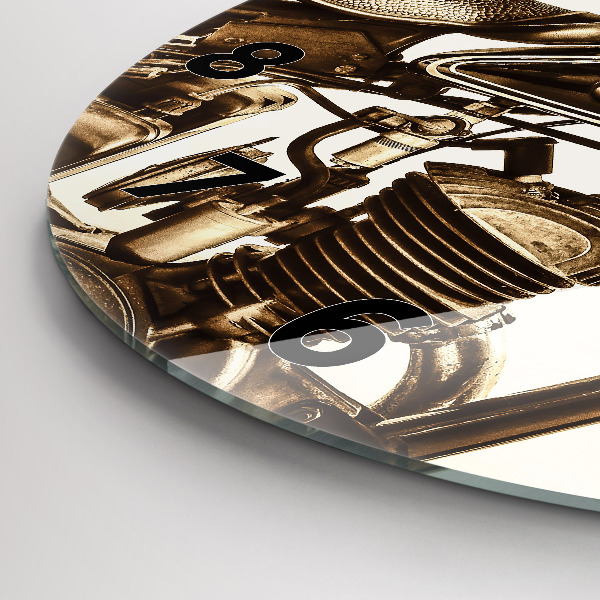 Reloj de cristal redondo Sepia moto Vintage