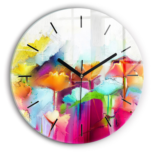Reloj redondo pared Flores abstractas