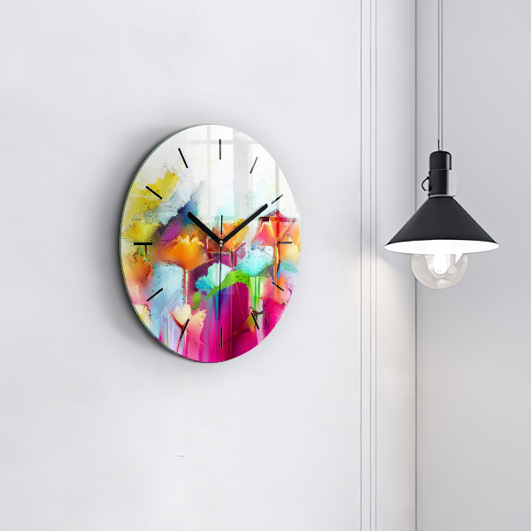 Reloj redondo pared Flores abstractas