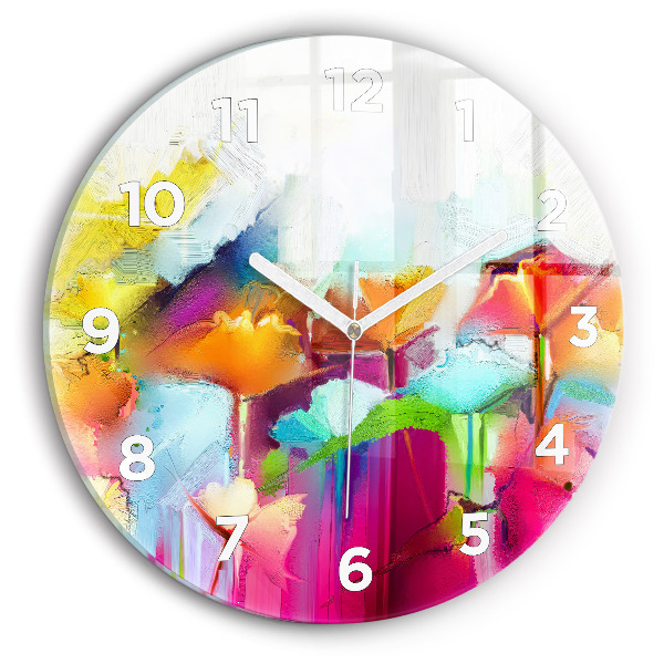 Reloj redondo pared Flores abstractas