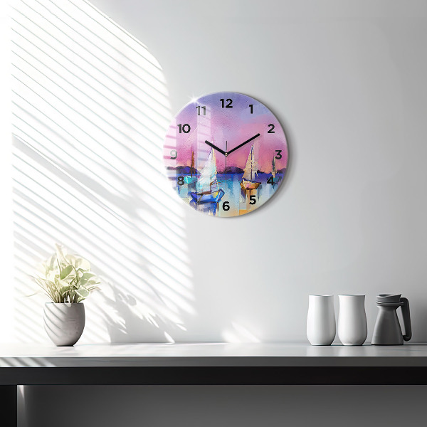Reloj de cristal redondo Paisaje marino