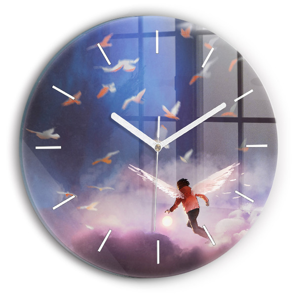 Reloj de pared redondo Niño con alas