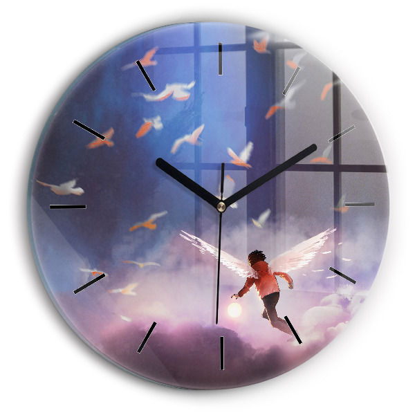 Reloj de pared redondo Niño con alas