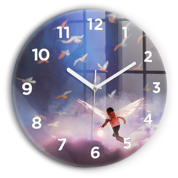 Reloj de pared redondo Niño con alas