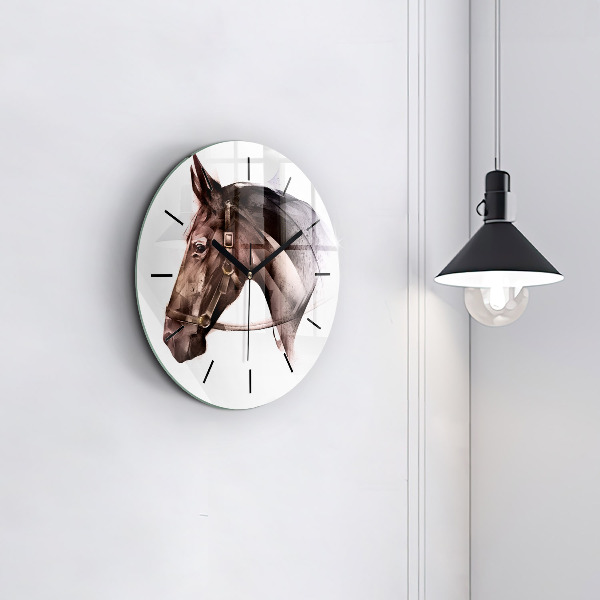 Reloj redondo pared Perfil pintado de un caballo
