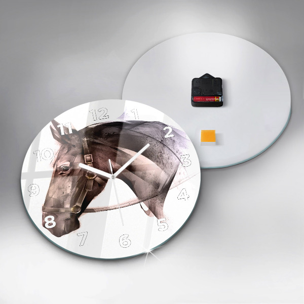 Reloj redondo pared Perfil pintado de un caballo