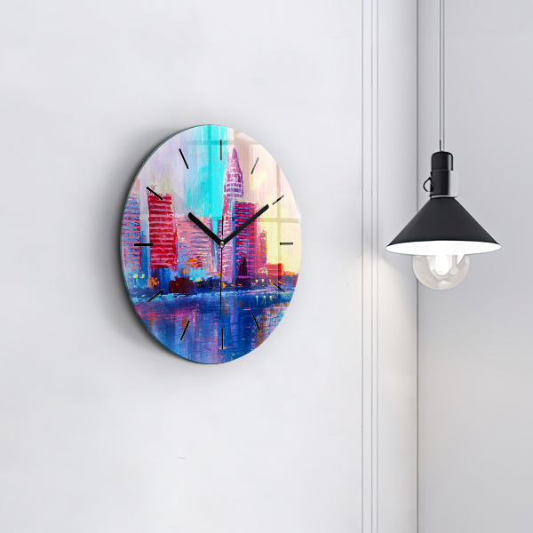 Reloj redondo pared Abstracto de rascacielos