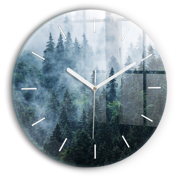 Reloj de cristal redondo Paisaje montañoso brumoso