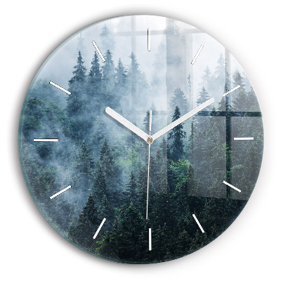 Reloj de cristal redondo Paisaje montañoso brumoso