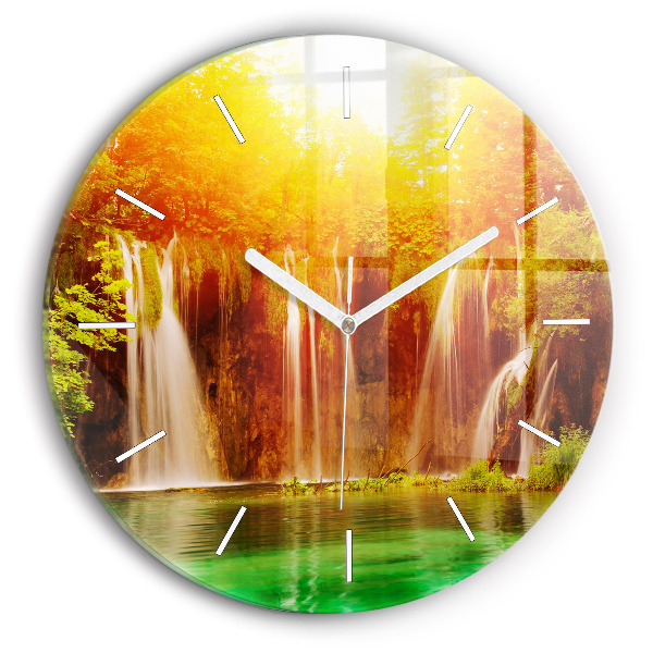 Reloj de pared redondo Vista de una cascada