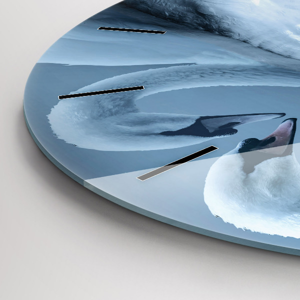 Reloj redondo pared Cisnes en el corazón