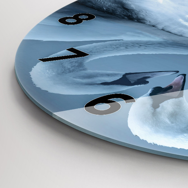 Reloj redondo pared Cisnes en el corazón