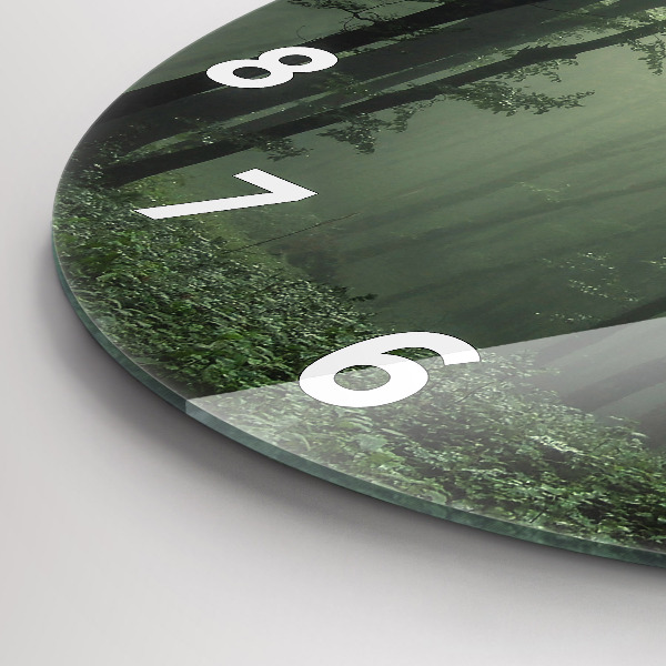 Reloj de cristal redondo Bosque brumoso por la mañana