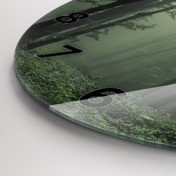 Reloj de cristal redondo Bosque brumoso por la mañana