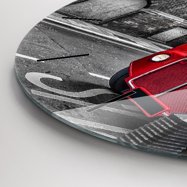 Reloj de cristal redondo Autobús rojo de dos pisos