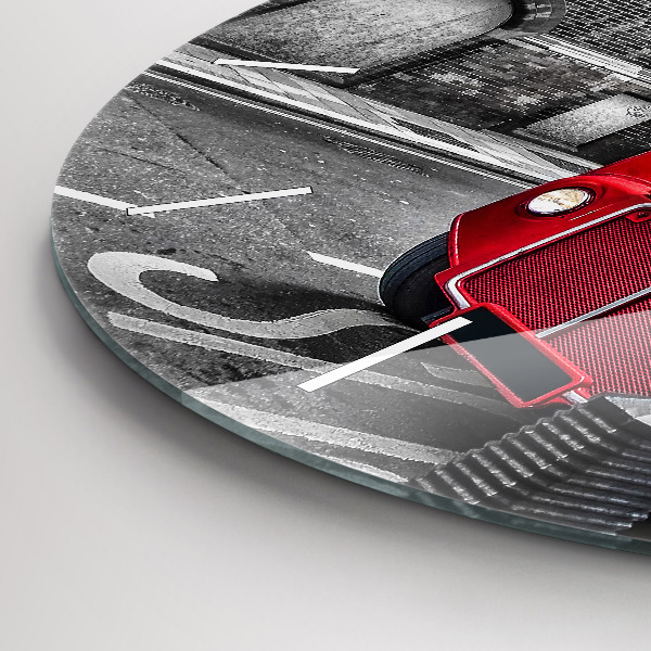 Reloj de cristal redondo Autobús rojo de dos pisos