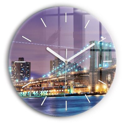 Reloj de cristal redondo Puente de Brooklyn y East River
