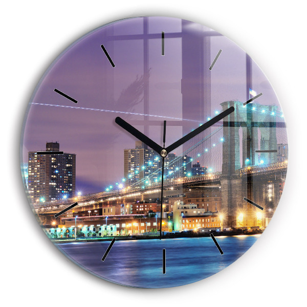 Reloj de cristal redondo Puente de Brooklyn y East River