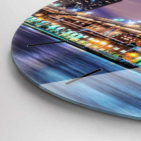 Reloj de cristal redondo Puente de Brooklyn y East River