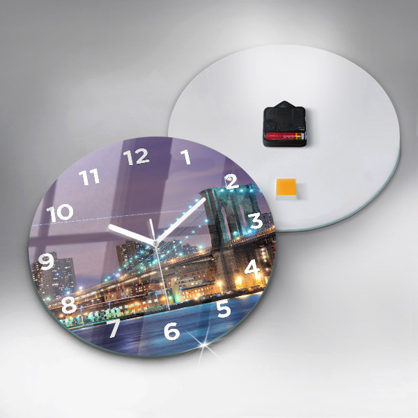 Reloj de cristal redondo Puente de Brooklyn y East River