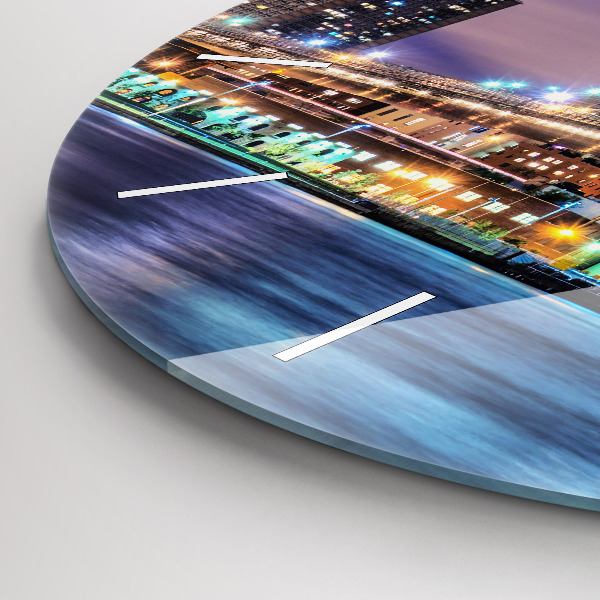 Reloj de cristal redondo Puente de Brooklyn y East River