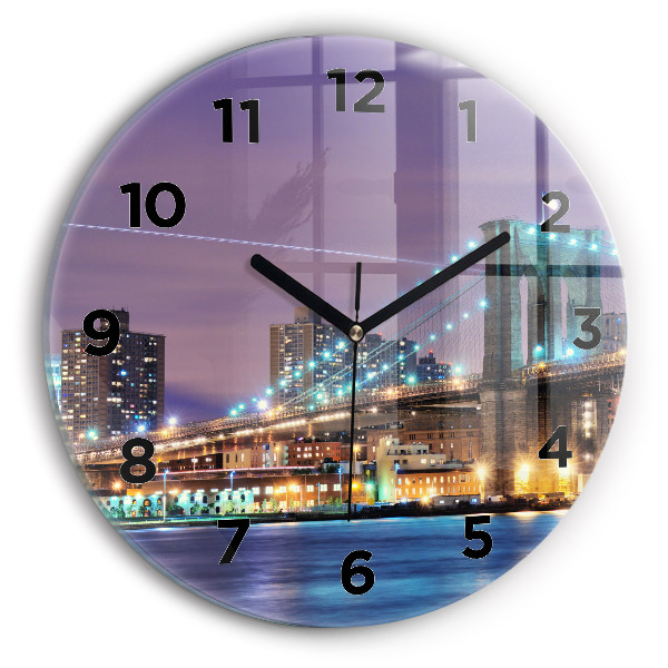 Reloj de cristal redondo Puente de Brooklyn y East River