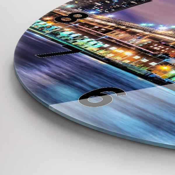 Reloj de cristal redondo Puente de Brooklyn y East River