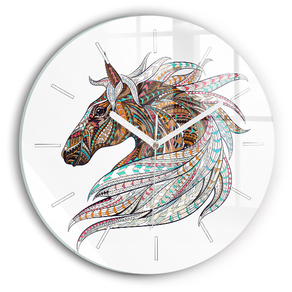 Reloj redondo pared Ilustración de un caballo