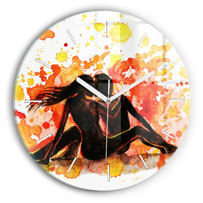 Reloj de cristal redondo Amor y una pareja de enamorados