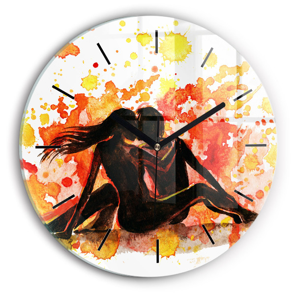 Reloj de cristal redondo Amor y una pareja de enamorados