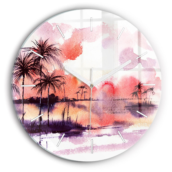 Reloj de cristal redondo Paisaje tropical