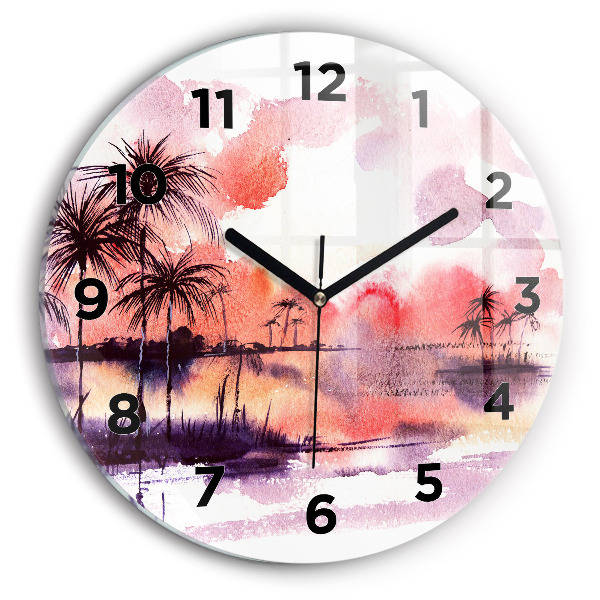 Reloj de cristal redondo Paisaje tropical
