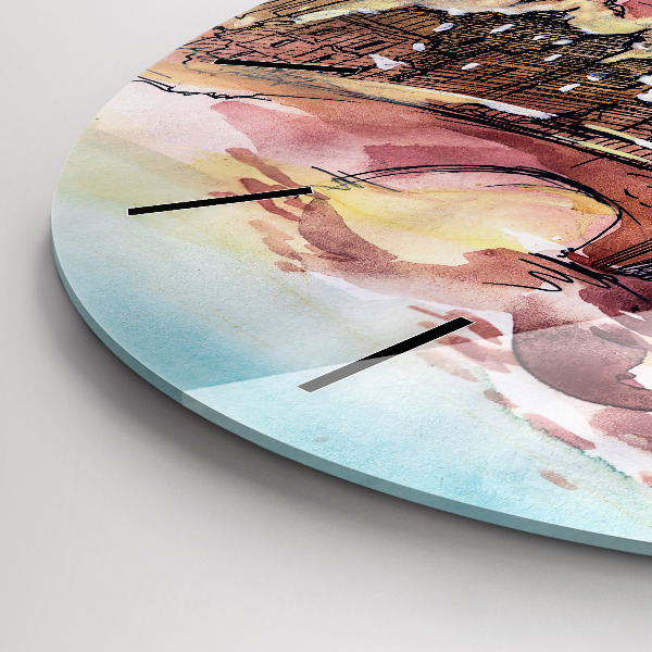 Reloj de cristal redondo Paisaje pintado de París