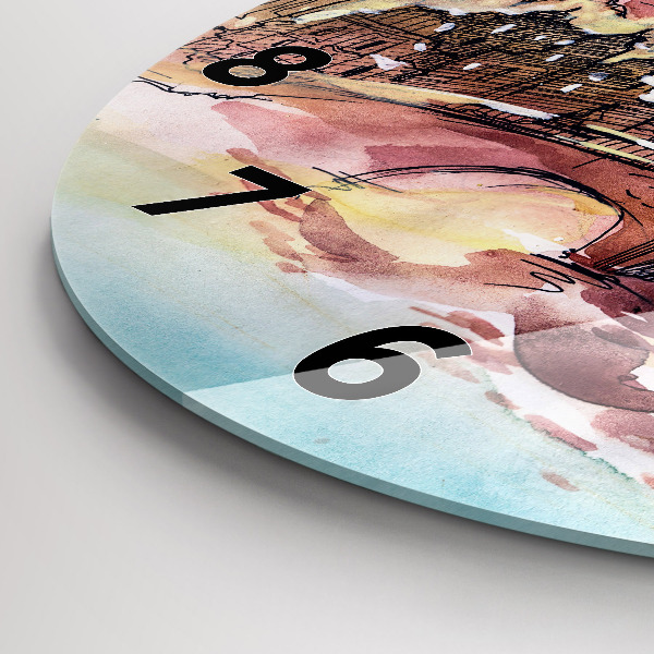 Reloj de cristal redondo Paisaje pintado de París