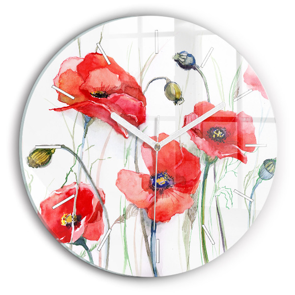 Reloj redondo pared Amapolas rojas pintadas